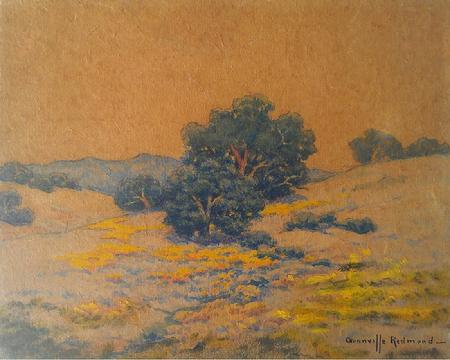Granville Redmond "Field of Lupine Flowers & Golden Poppies, 1921" -- 8.75 x 10.75 inches, watercolor.